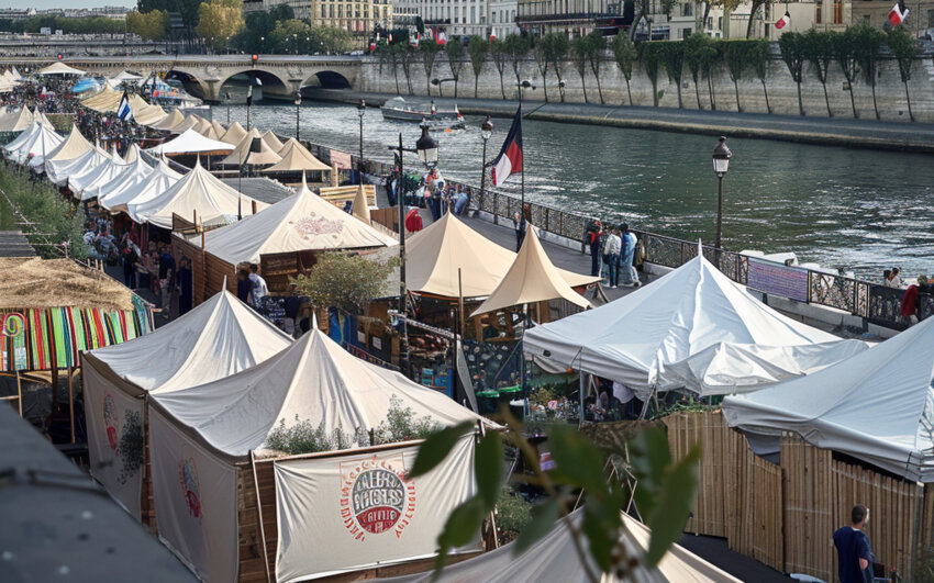 Village traiteur de La Consignerie sur les quais de Seine, cérémonies d'ouverture des JO de Paris 2024